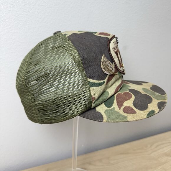 Vintage Ducks Unlimted Camo Patch Hat with Pins Made in USA Trucker Hunting Camp - Picture 5 of 14